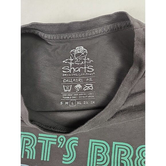 Shorts Brewing Company Michigan Mens Large Gray Graphic Logo Short Sleeve Tshirt - Picture 3 of 6